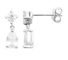 Charger l&#39;image dans la galerie, Boucles d&#39;oreilles femme Pendantes argent rhodié oxydes
