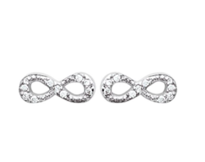 PUCE D OREILLES Femme MOTIF infini ARGENT RHODIE OXYDES