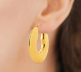 Charger l&#39;image dans la galerie, BOUCLES D&#39;OREILLES Dame Créoles  ACIER DORE INOXYDABLE
