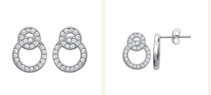 BOUCLES D' OREILLES Dame 2 cercles entrelacés ARGENT