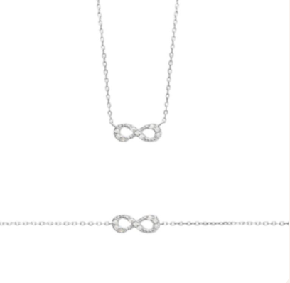 BRACELET Femme ARGENT RHODIE MOTIF INFINI ET OXYDE
