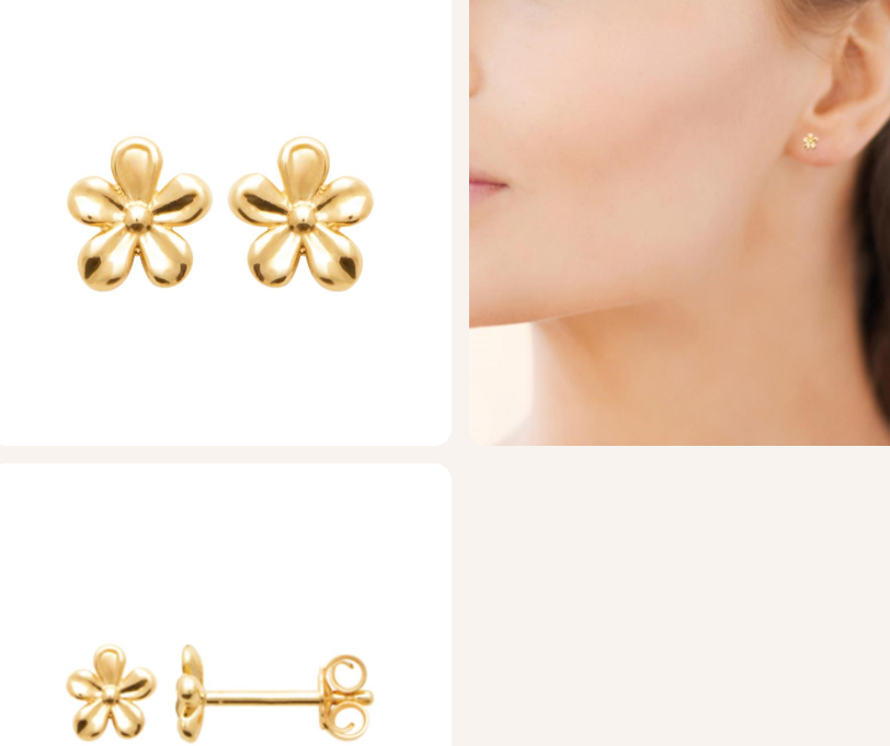BOUCLES D'OREILLES Dame petites fleurs PLAQUE OR