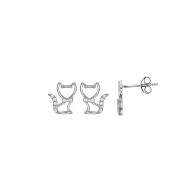 BOUCLES D OREILLES Enfant ARGENT RHODIE chat