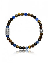 Charger l&#39;image dans la galerie, BRACELET Unisexe OEIL DE TIGRE MARRON  ET CYANITE LAUREN STEVEN
