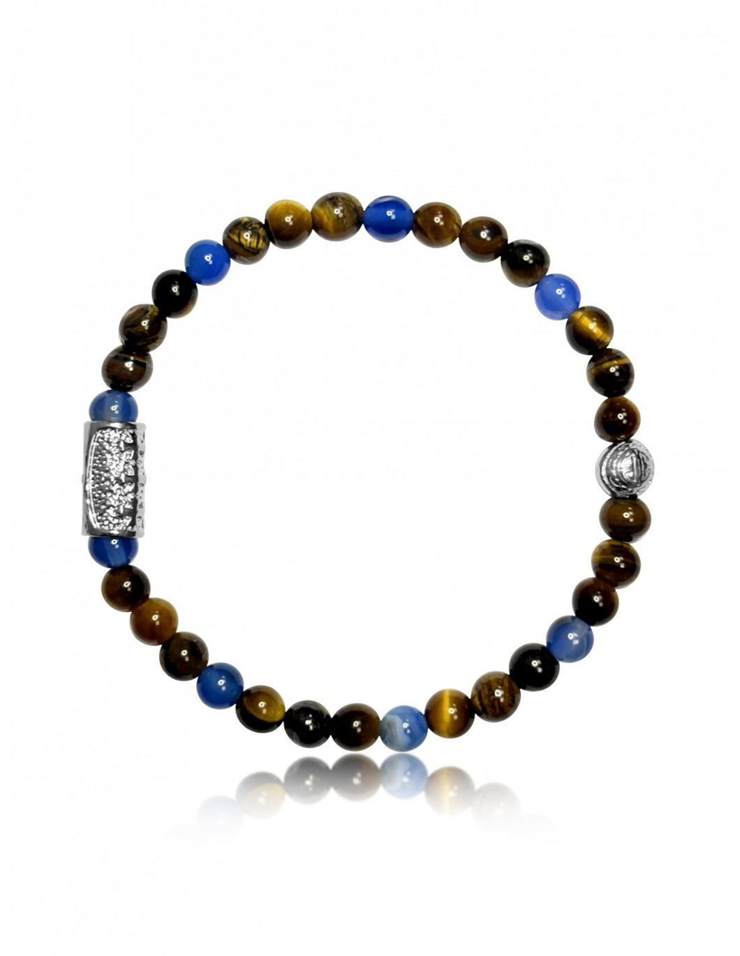 BRACELET Unisexe OEIL DE TIGRE MARRON  ET CYANITE LAUREN STEVEN