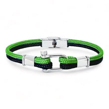 Charger l&#39;image dans la galerie, BRACELET Homme ACIER MANILLE CORDONS BICOLORES AVISO ELDEN BA16/23B-BM/VT
