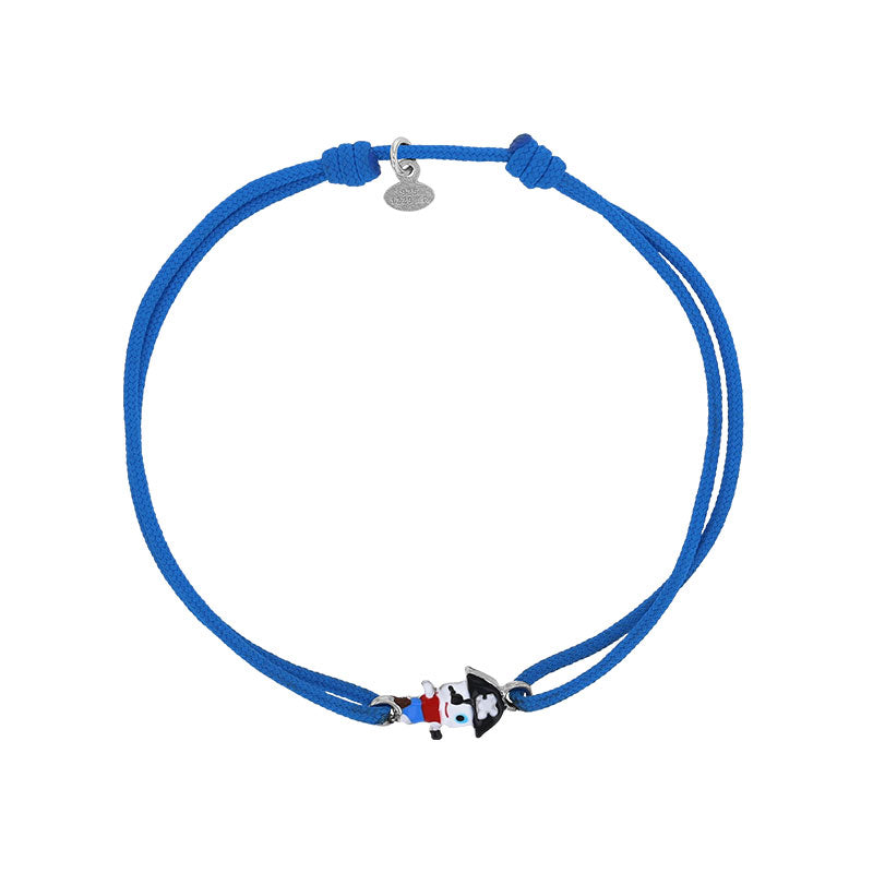 BRACELET Enfant ARGENT 925/100° et cordon bleu MOTIF PIRATE