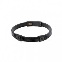 Charger l&#39;image dans la galerie, Bracelet cuir de bovin et fil de coton noir

