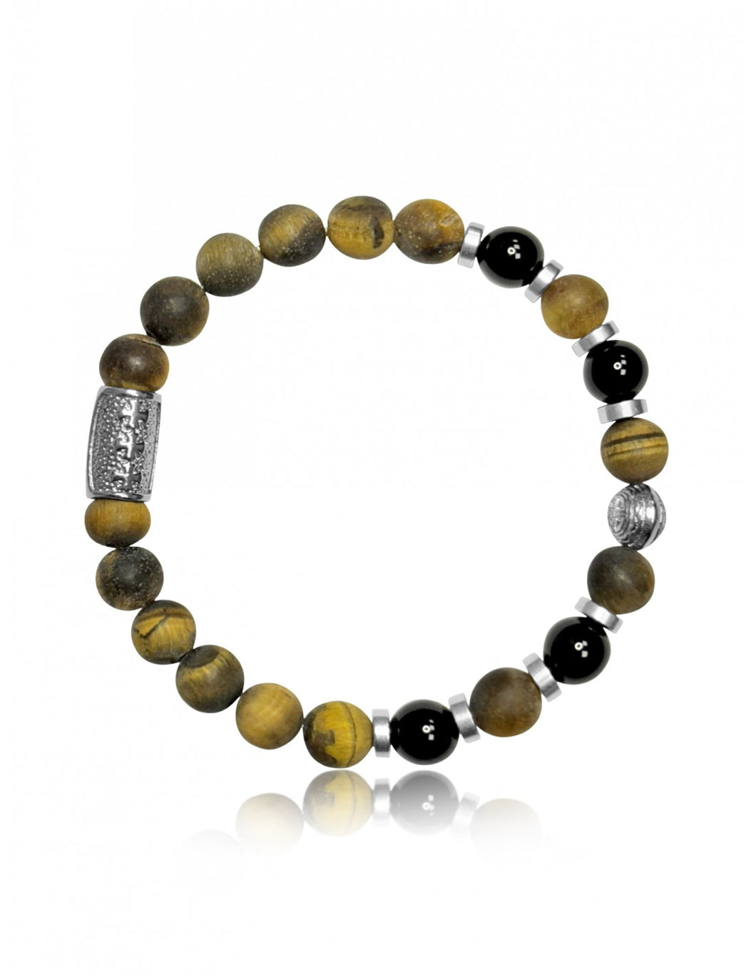 BRACELET Unisexe OEIL DE TIGRE MAT ET AGATE NOIRE LAUREN STEVEN