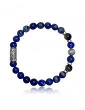 Charger l&#39;image dans la galerie, BRACELET Unisexe LAPIS LAZULI ETOEIL DE TIGRE MARRON  LAUREN STEVEN
