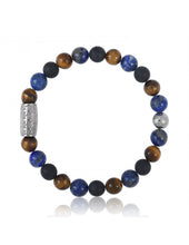 Charger l&#39;image dans la galerie, BRACELET Unisexe onyx mat, lapis lazulli, œil de tigre  et prospérité LAUREN STEVEN LSB08/116  16
