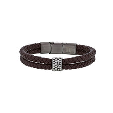 Charger l&#39;image dans la galerie, BRACELET Homme 2 RANGS TRESSE CUIR NOIR OU MARRON

