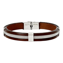 Charger l&#39;image dans la galerie, BRACLET Homme acier et cuir &quot;philippe&quot; ELDEN BA17-21-MS

