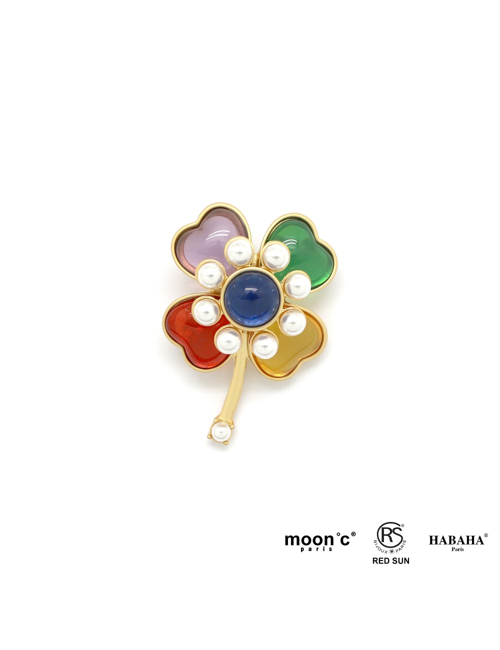 BROCHE Femme TREFLE DE COULEUR