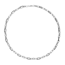 Charger l&#39;image dans la galerie, COLLIER Homme en acier BLANC MAILLES RECTANGLES
