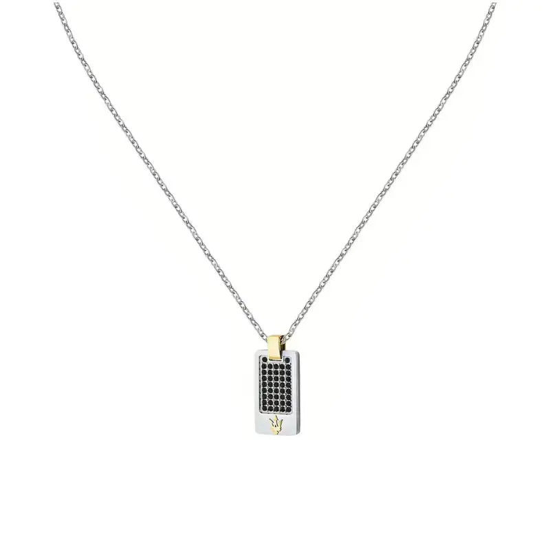 COLLIER Homme Plaque en Acier Gris & Jaune et Email MASERATI JM334AVD49