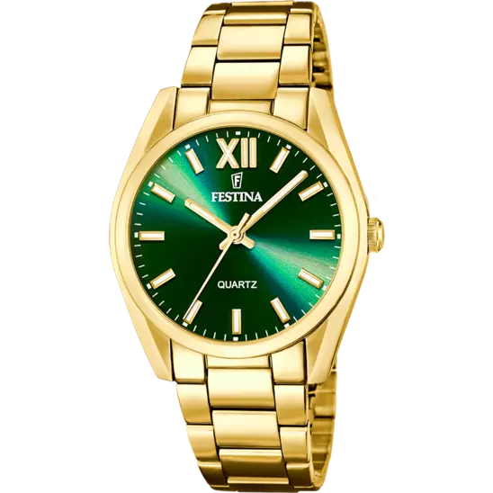 MONTRE DAME FESTINA ACIER DORE FOND VERT F20640/9
