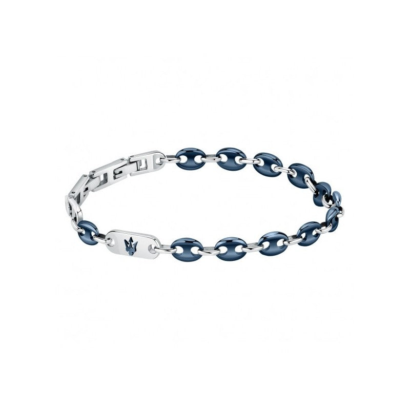 Maserati Bracelet Homme Acier PVD Bleu grains de café JM422ATZ18