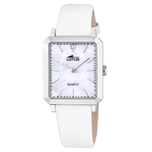 Charger l&#39;image dans la galerie, MONTRE Femme RECTANGLE ACIER cuir blanc LOTUS 18987/1
