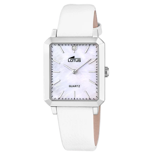 MONTRE Femme RECTANGLE ACIER cuir blanc LOTUS 18987/1