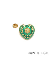 Charger l&#39;image dans la galerie, BROCHE PIN&#39;S Femme COEUR VERT DORE
