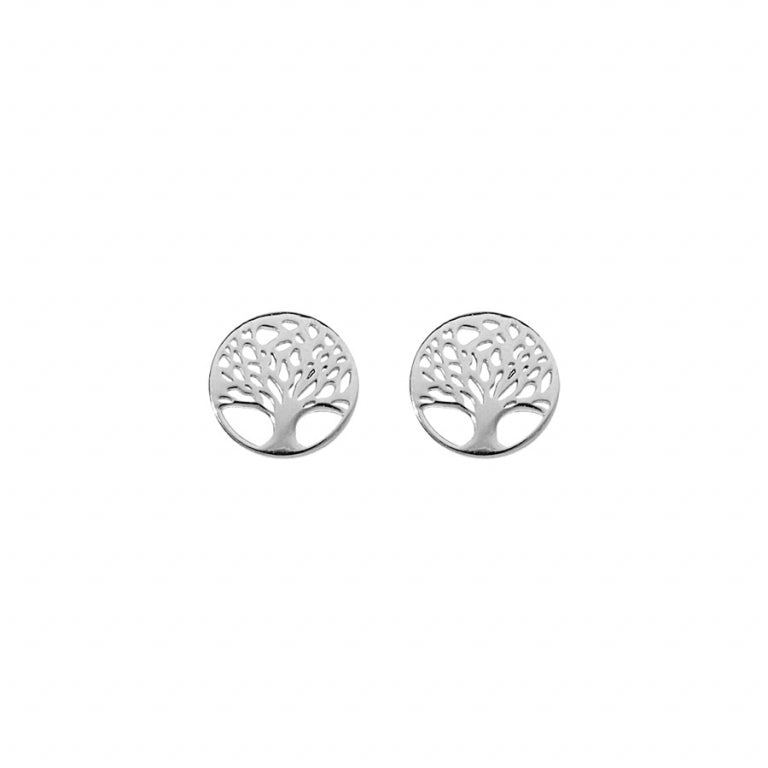 BOUCLES D'OREILLES TIGE ARGENT RHODIE ARBRE DE VIE