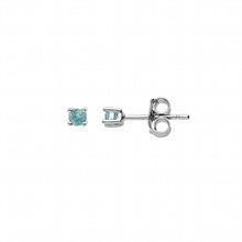 Charger l&#39;image dans la galerie, BOUCLES D&#39;OREILLES ARGENT RHODIE PIERRE VÉRITABLE TOPAZE BLEU 2.5MM
