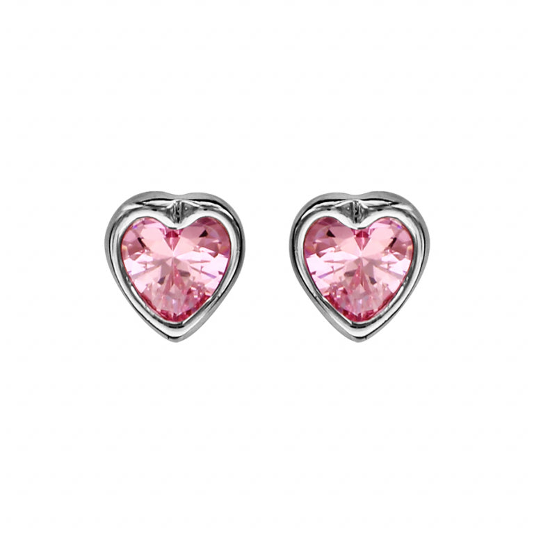 BOUCLES D OREILLES Enfant  ARGENT COEUR ROSE 013622p