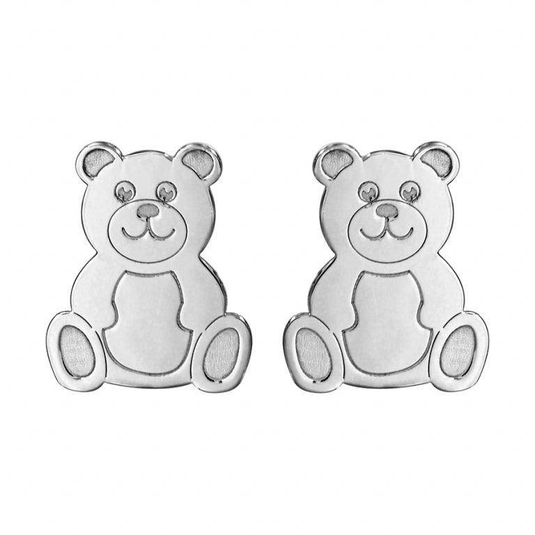 BOUCLES D'OREILLES TIGE ARGENT RHODIE OURSON
