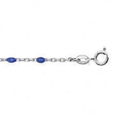 Charger l&#39;image dans la galerie, BRACELET FEMME  ARGENT RHODIE OLIVES RESINE BLEU FONCÉ 020868B
