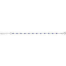 Charger l&#39;image dans la galerie, BRACELET FEMME  ARGENT RHODIE OLIVES RESINE BLEU FONCÉ 020868B
