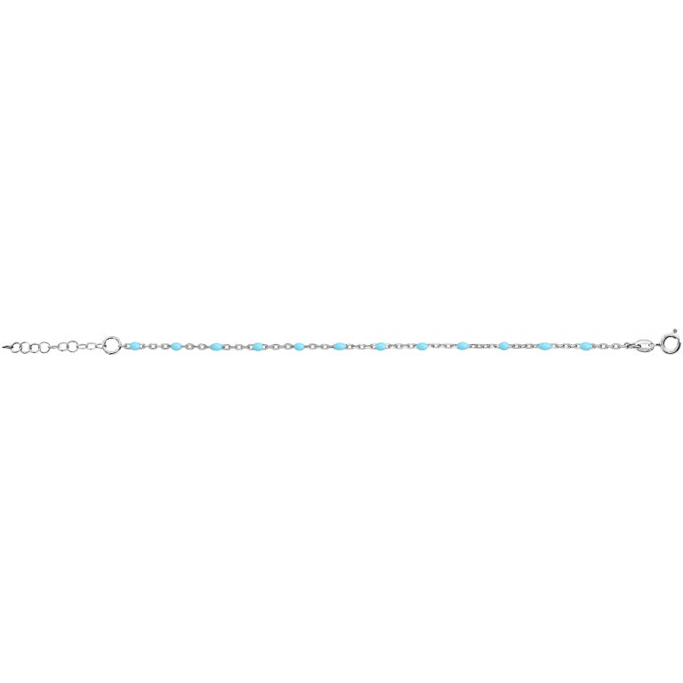 BRACELET FEMME ARGENT RHODIE OLIVES RESINE TURQUOISE IMITATION