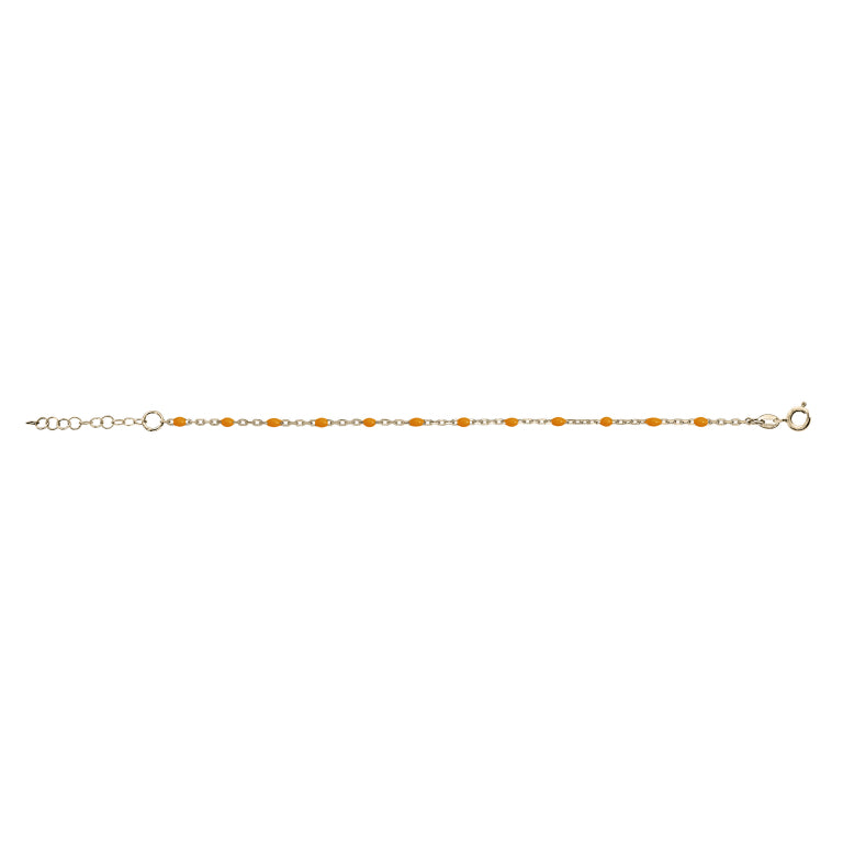 BRACELET Femme ARGENT ET DORURE JAUNE RESINE ORANGE FLUO 021878j