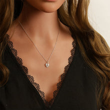 Charger l&#39;image dans la galerie, COLLIER ARGENT RHODIE CADENAS COEUR PAVÉ OXYDES BLANCS
