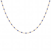 Charger l&#39;image dans la galerie, COLLIER ARGENT ET DORURE JAUNE OLIVES RESINE BLEU FONCÉ
