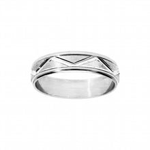Charger l&#39;image dans la galerie, ALLIANCE ARGENT RHODIE 6MM VAGUE A062395

