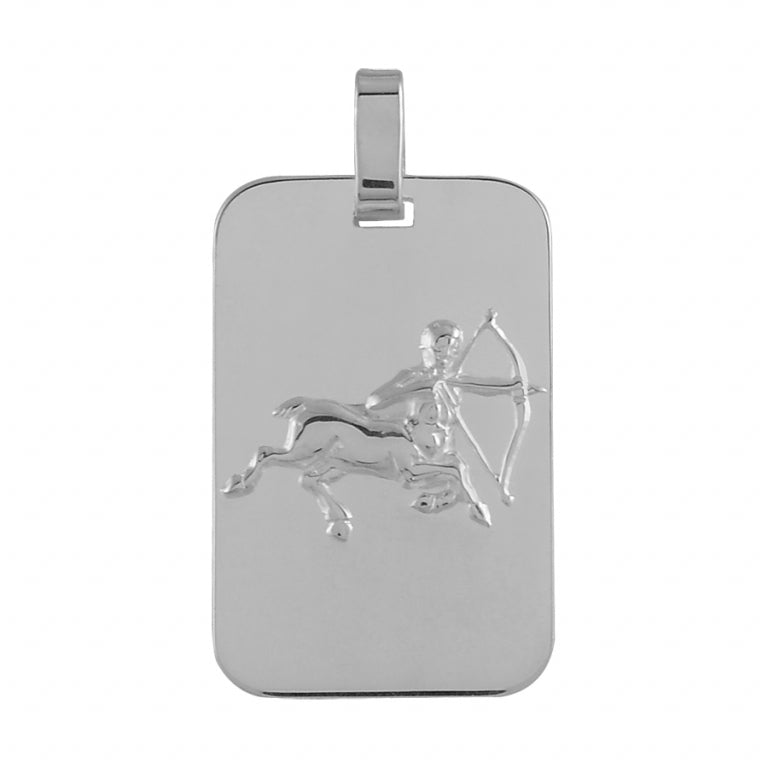 PENDENTIF ZODIAQUE PLAQUE GI SAGITTAIRE ARGENT RHODIE BRILLANT 0747108