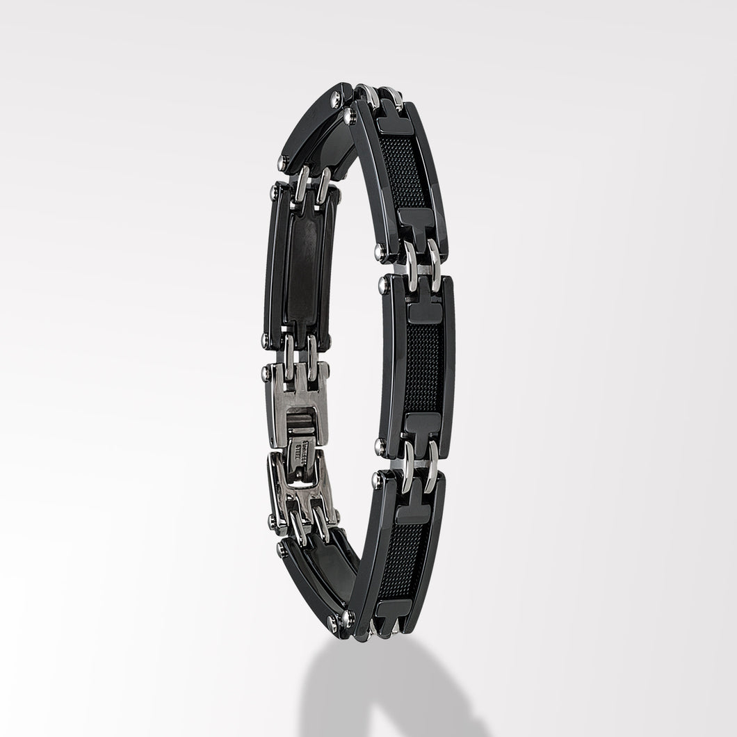 BRACELET Homme ACIER ET CERAMIQUE NOIRE JOURDAN LI 990