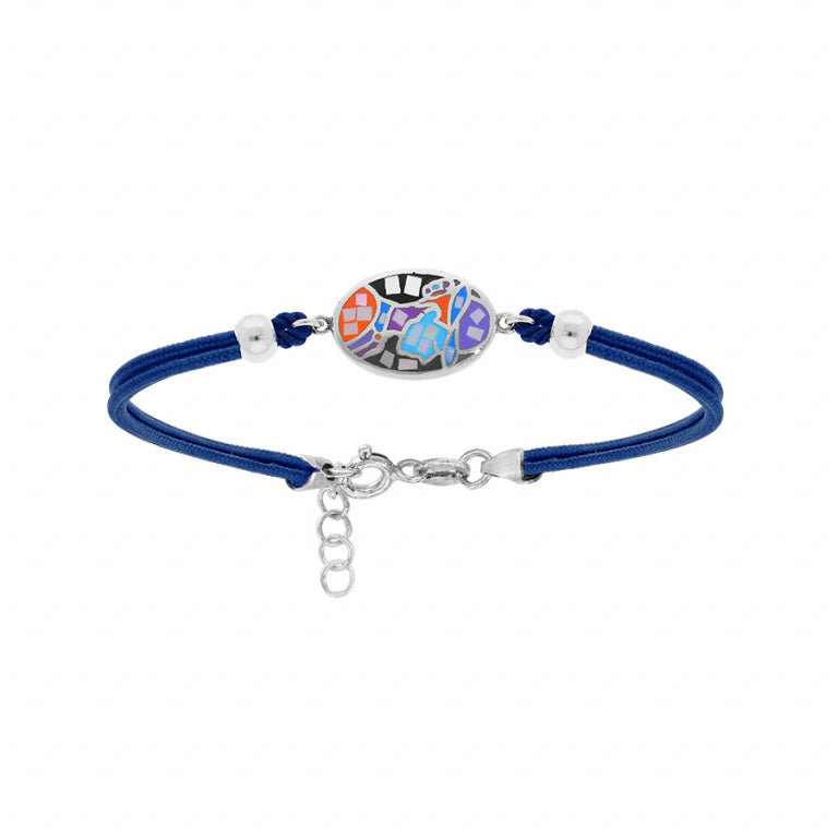 BRACELET ACIER STELLA MIA MOTIF OVALE VISAGE MULTI COULEURS  CORDON BLEU