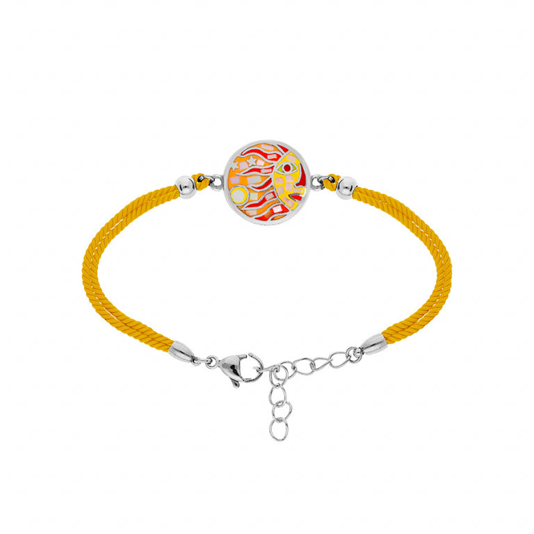 BRACELET ACIER STELLA MIA  SOLEIL JAUNE ORANGÉ AVEC NACRE CORDON