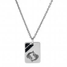 Charger l&#39;image dans la galerie, COLLIER ACIER PENDENTIF ZODIAQUE POISSONS 2 BANDES CARBONE
