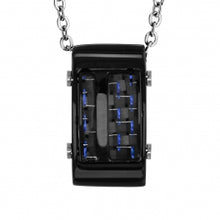 Charger l&#39;image dans la galerie, COLLIER ACIER HOMME PENDENTIF RECT PVD NOIR ET CARBONE
