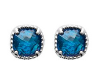 Charger l&#39;image dans la galerie, BOUCLES D OREILLES CLOU ARGENT RHODIE OXYDE BLEU
