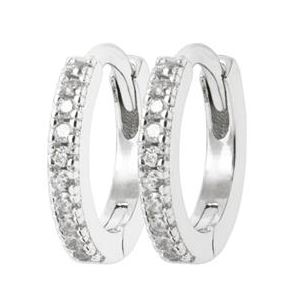 BOUCLES D'OREILLES Dame CREOLES avec oxydes de zirconium 10 mm