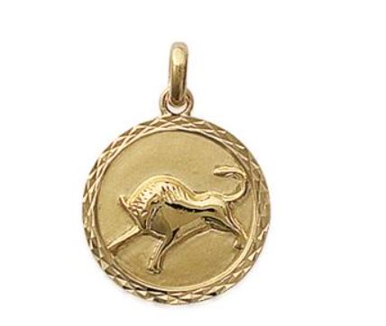 MEDAILLE PLAQUE OR SIGNE ASTRO TAUREAU