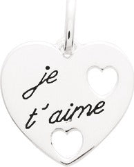 PENDENTIF CŒUR GRAVE JE T AIME ARGENT RHODIÉ 306525