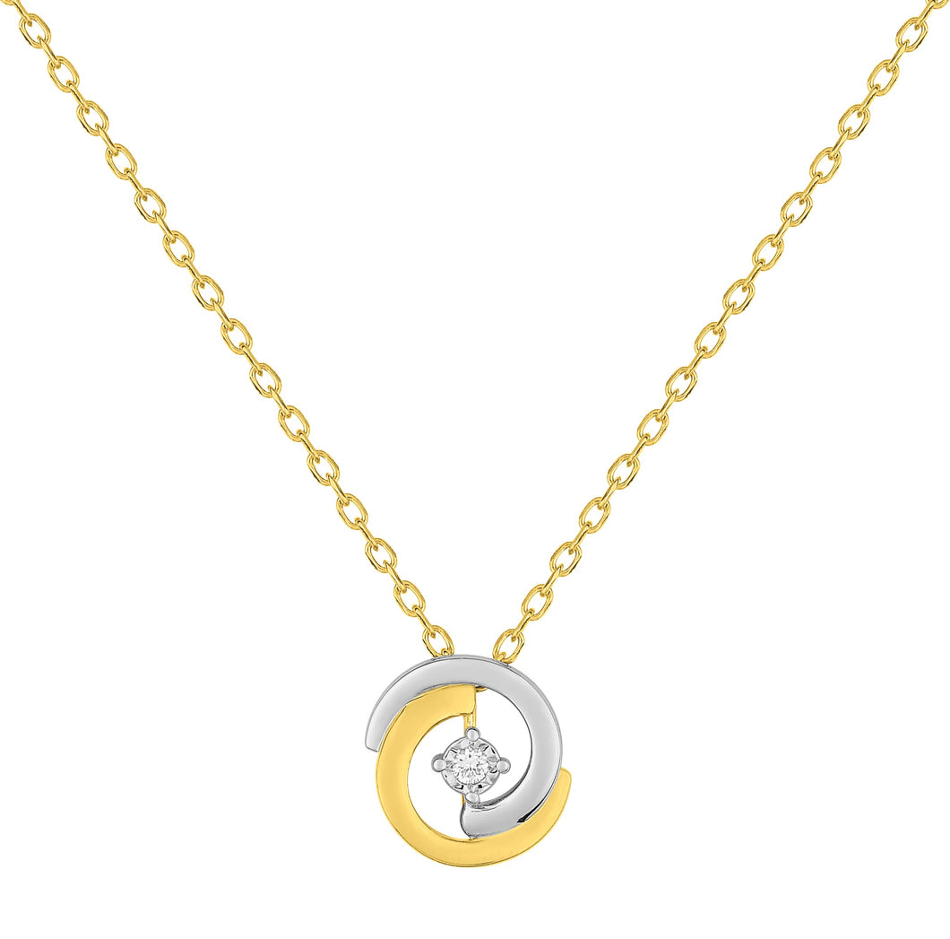 COLLIER OR BICOLORE PENDENTIF SOLITAIRE DIAMANT 0.015 CTS 5ZA704BB4