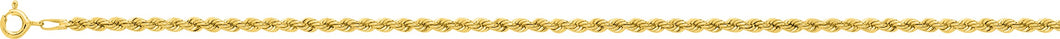 BRACELET OR JAUNE MAILLE CORDE 3 MM