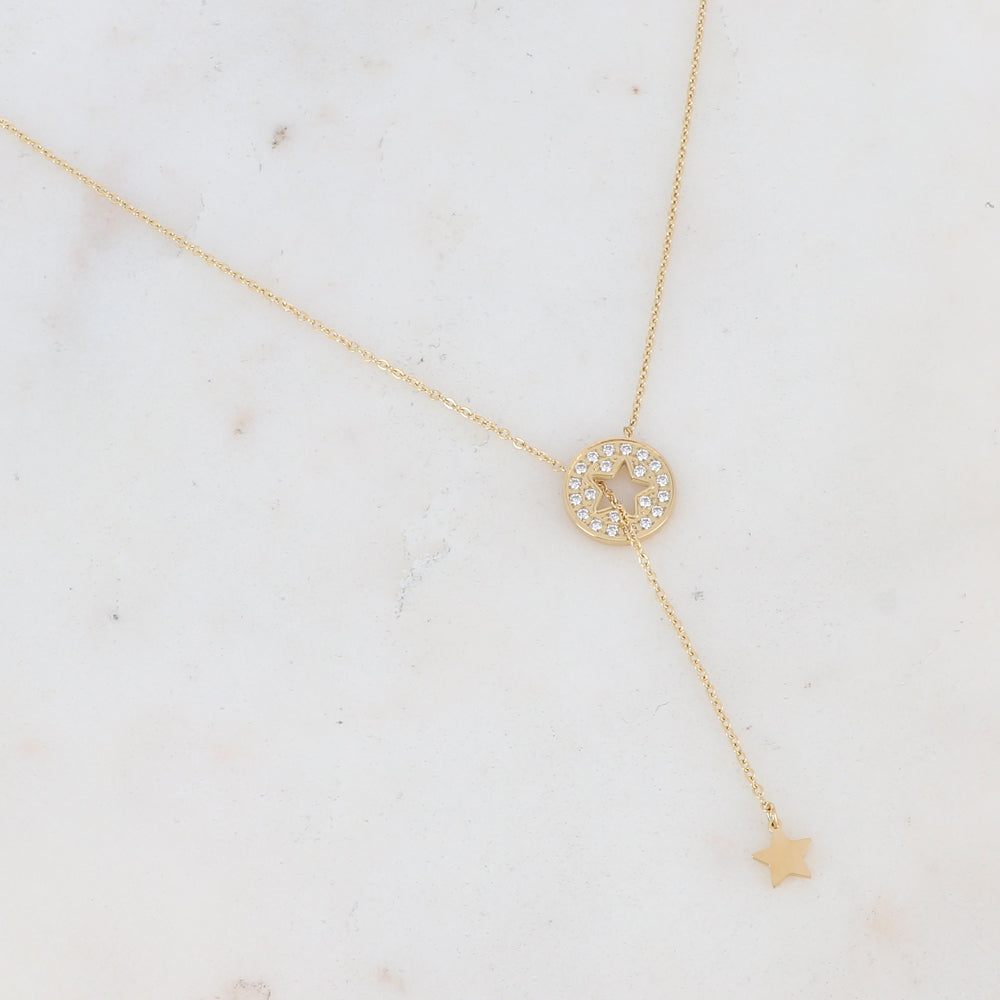 COLLIER BOHM ISABELLINE ACIER DORE ÉTOILE - OXYDES DE ZIRCONIUM