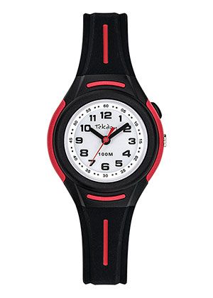 MONTRE ENFANT TEKDAY ANALOGIQUE NOIR/ROUGE  654674